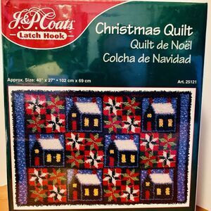 J&P Coats Christmas Quilt 25121 Latch Hook Kit 40" x 27" Vintage 2001 Sealed